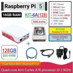 KIT-6A(128)  Raspberry Pi 5 (16GB RAM) KIT NVME SSD 128GB - Complete SET
